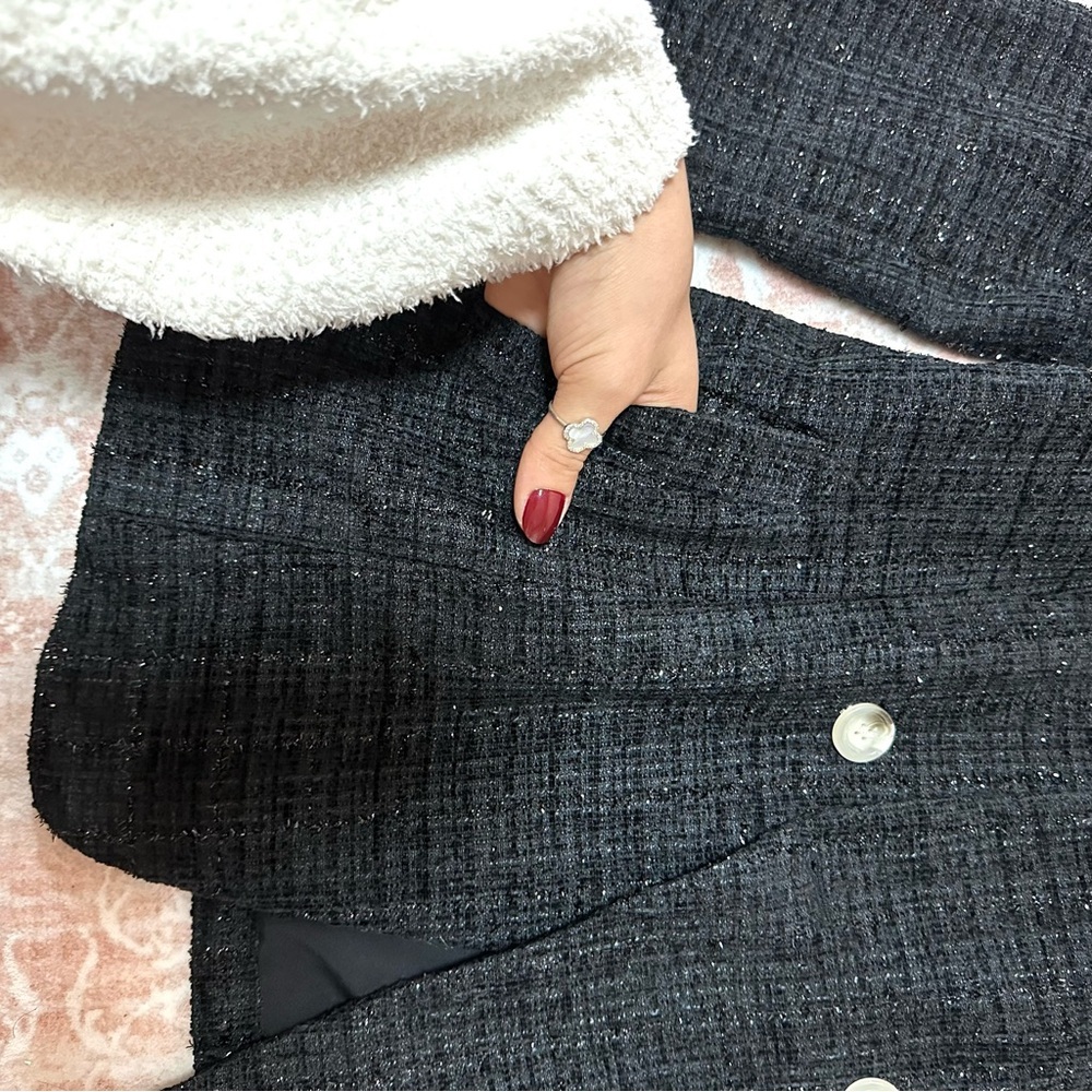 Tweed Double Breasted Blazer Jacket - Picture 6 of 12